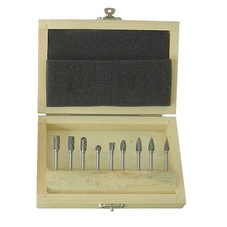 Carbide Bur Set, Dbl Cut, 1/8 In, 9 Pcs MPN:2LYR4