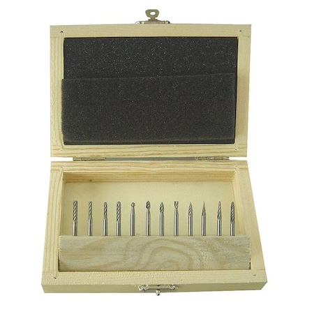 Carbide Bur Set, Single Cut, 1/8 In, 12 Pcs MPN:2LYR7