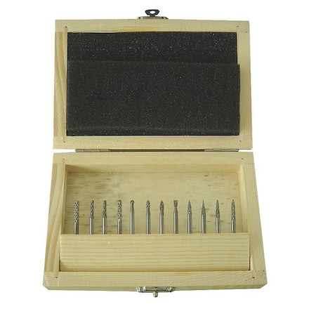 Carbide Bur Set, Dbl Cut, 1/8 In, 12 Pcs MPN:2LYR8