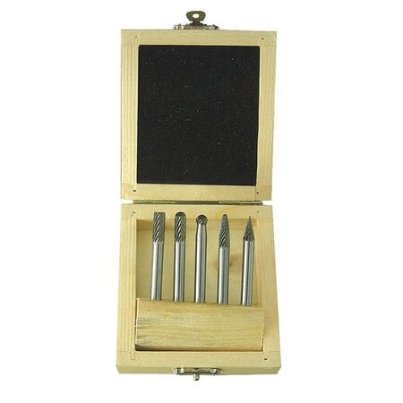 Carbide Bur Set, Single Cut, 1/4 In, 5 Pcs MPN:2LYT2