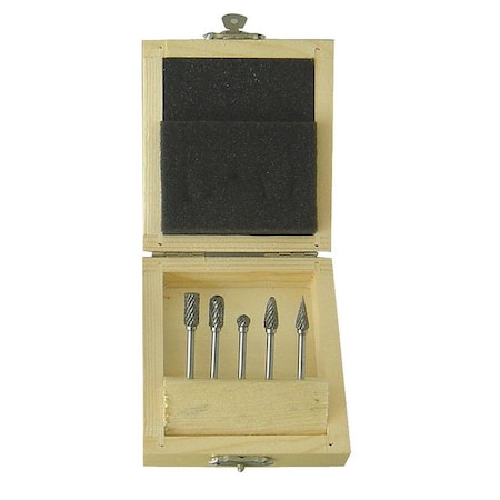 Carbide Bur Set, Dbl Cut, 1/8 In, 5 Pcs MPN:2LYT5