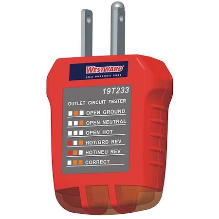 Receptacle Tester, 110 V AC MPN:19T233