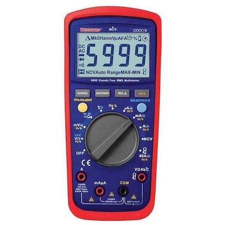 Digital Multimeter, 600 V Max DC, TRMS, 6, 000 Instrument Counts, Backlit LCD MPN:22XX19