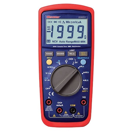 Digital Multimeter, 600 V Max DC, TRMS, 2, 000 Instrument Counts, Backlit LCD MPN:22XX21