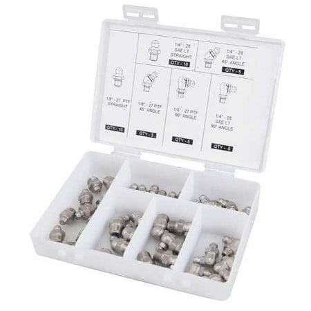 SS Grease Fitting Assortment, SAE MPN:5NUF1