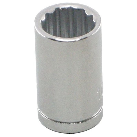WESTWARD 1/4 in Drive, 4.5mm Metric Socket, 12 Points, Steel, Chrome, 4.5 mm MPN:10E876