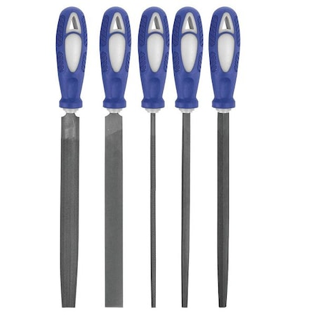 Hand File Set, Bastard/Smooth, 8 In L, 5 Pc MPN:10Z756