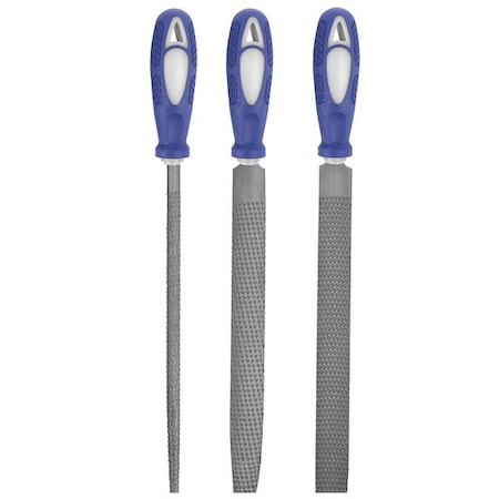 Hand File Set, Bastard/Smooth, 8 In L, 3 Pc MPN:10Z758