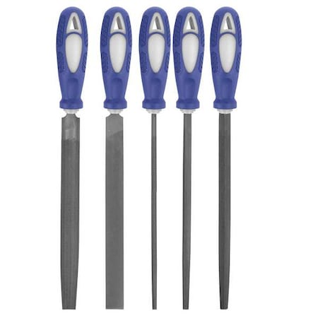 Hand File Set, Bastard/Smooth, 6 In L, 5 Pc MPN:10Z761
