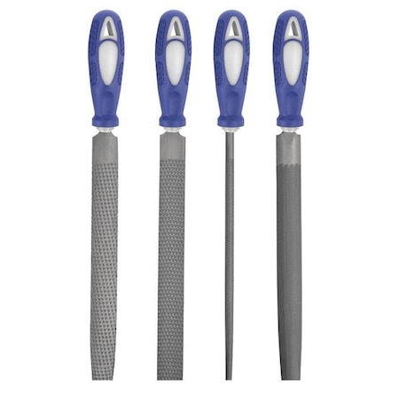 Hand File Set, Bastard/Smooth, 6 In L, 4 Pc MPN:10Z763