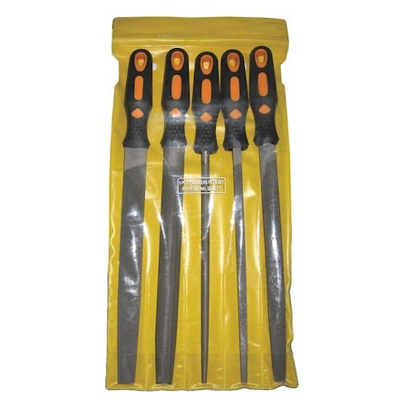 Hand File Set, Bastard Cut, 8 In L, 5 Pcs MPN:12F862