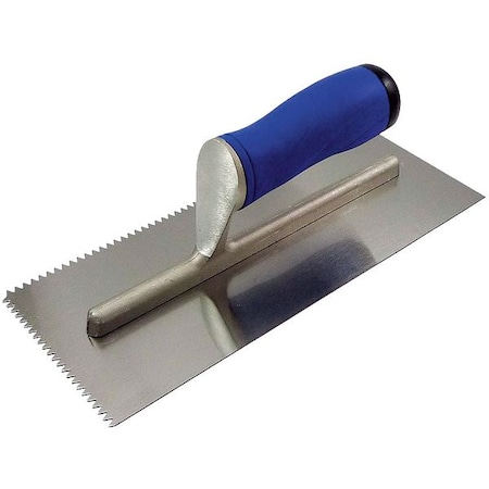 Notched Trowel, 2-Sided, 11 in Length, 4 1/2 in Width, Square, 1/16 in Notch Width, Steel MPN:13A631
