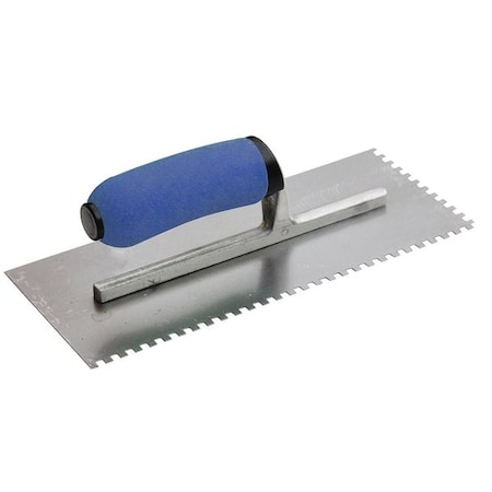 Notched Trowel, 11 x 4-1/2, Steel, Handle: PP/TPR MPN:13P548