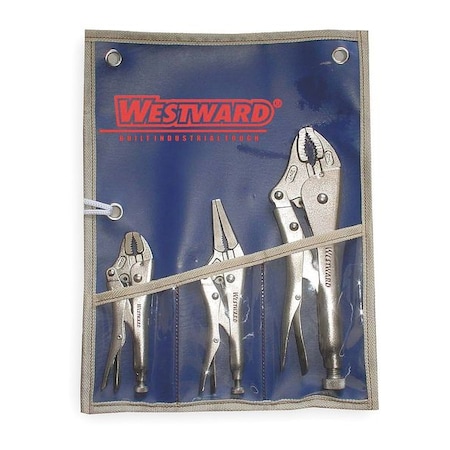 3 Piece Locking Pliers Set Vinyl Grip Handle MPN:1ECF5