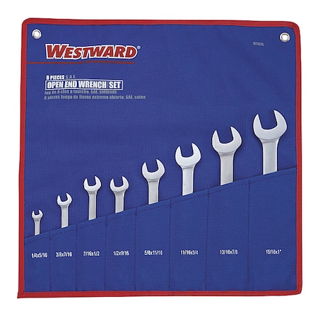 Open End Wrench Set, 15 Deg, 1/4-1 in., 8Pc MPN:1EYD7