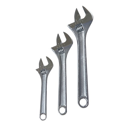 3-Piece Chrome Adjustable Wrench Set (6 in, 8 in, 10 in) MPN:1NYB8
