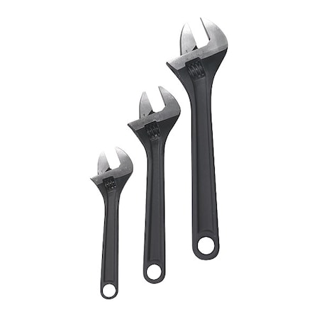3-Piece Black Adjustable Wrench Set (6 in, 8 in, 10 in) MPN:1NYB9