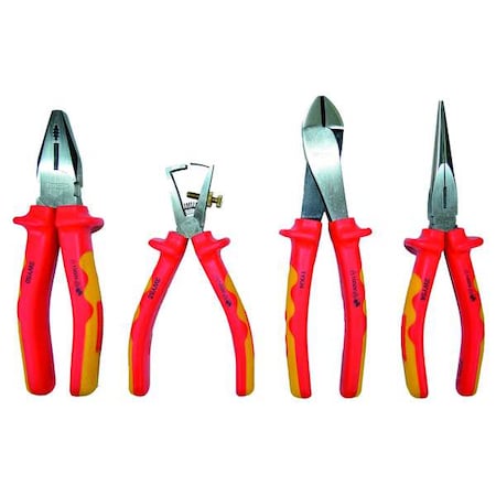 4 Piece Insulated Plier Set Insulated Handle MPN:1YXJ5