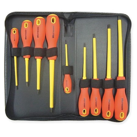 Insulated Screwdriver Set, Slotted/Phillips, 9 pcs MPN:1YXN6