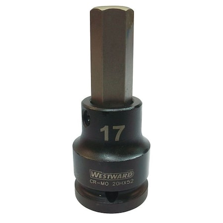 WESTWARD 3/4 in Drive Impact Socket Bit Standard Socket, Black Oxide, Impkt Skt Bt St, Steel, H17 MPN:20HX52
