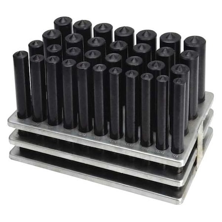 Transfer Punch Set, 1/2 to 1 in, Steel, 33 Piece MPN:22N850