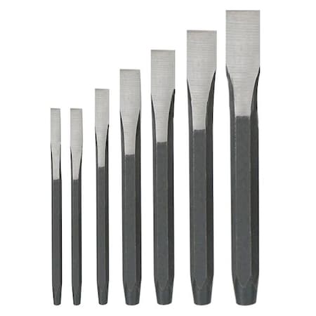 Cold Chisel Set, 1/4 To 7/8 in, Steel, 7 Piece MPN:2AJA6