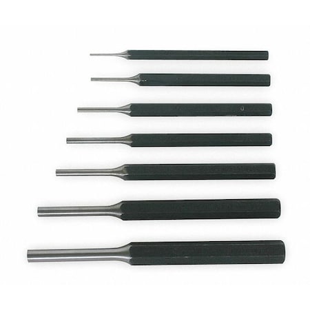 Pin Punch Set, 1/16 To 5/16 In, 7 Pc MPN:2AJA8