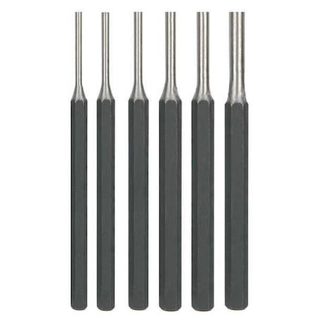 Pin Punch Set, 1/8 To 5/16 In, 6 Pc MPN:2AJA9