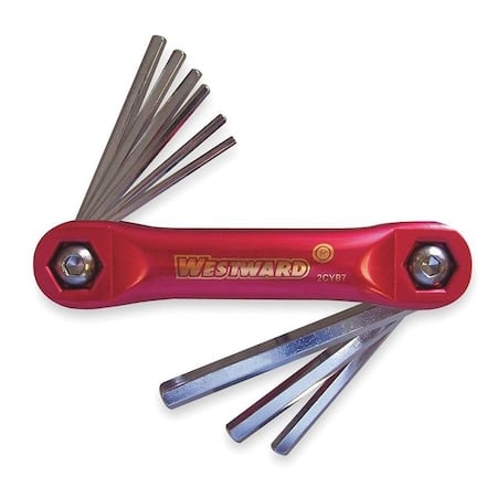 9 Piece SAE Fold-Up Hex Key Set, 2CYB7 MPN:2CYB7
