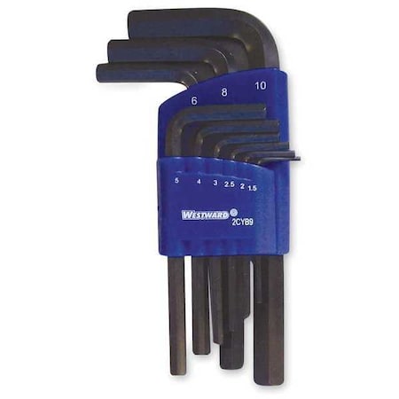 9 Piece Metric L-Shape Hex Key Set, 2CYB9 MPN:2CYB9