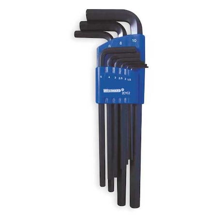 9 Piece Metric L-Shape Hex Key Set, 2CYC2 MPN:2CYC2