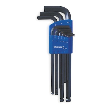 9 Piece Metric L-Shape Hex Key Set, 2CYC5 MPN:2CYC5