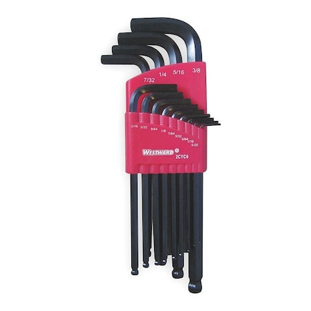 13-Piece Hex Key Set, SAE L-Shape, Black Oxide, Plastic Holder MPN:2CYC6
