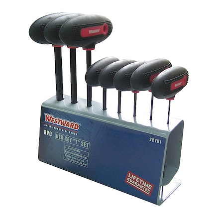 8 Piece SAE T-Shape Hex Key Set, 2CYD1 MPN:2CYD1