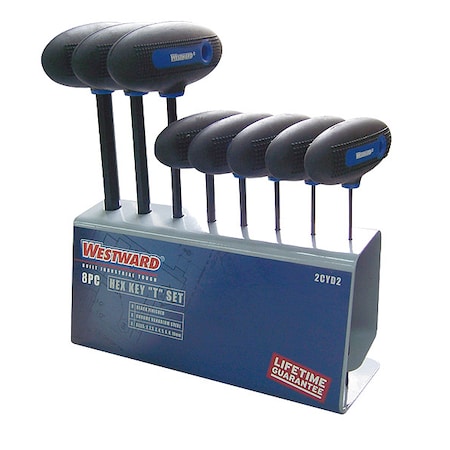 8 Piece Metric T-Shape Hex Key Set, 2CYD2 MPN:2CYD2
