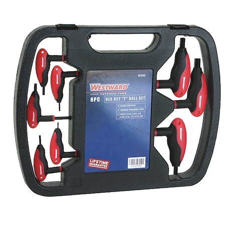 8 Piece SAE T-Shape Hex Key Set, 2CYD3 MPN:2CYD3