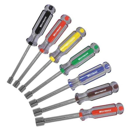 Nut Driver Set, 7 pcs, Solid Round, SAE MPN:401L15