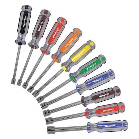 Nut Driver Set, 10 pcs, Solid Round, Metri MPN:401L16
