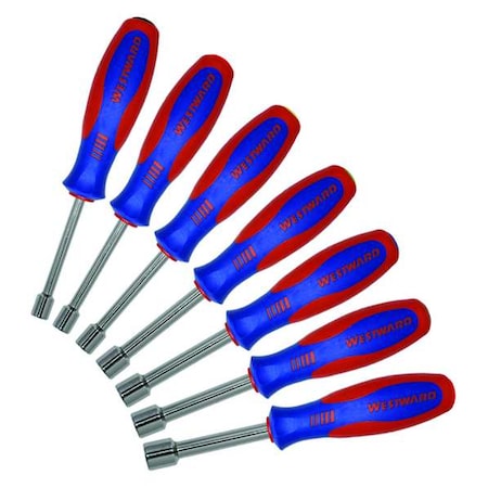 Hollow Shank Nut Driver Set, 3 in Shank, Ergonomic, SAE, Nonmagnetic, 7-Piece MPN:401L17