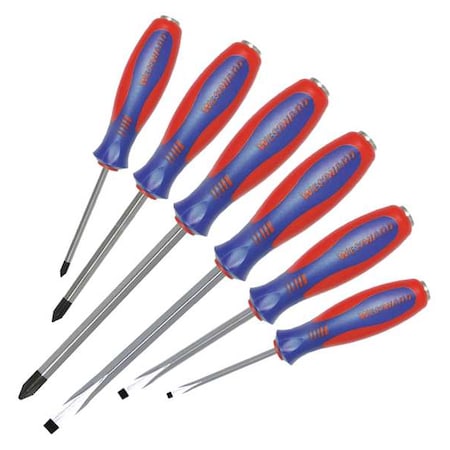 Demolition Magnetized Tip Screwdriver Set, Phillips/Slotted Tip, Ergonomic Grip, 6-Piece MPN:401L77