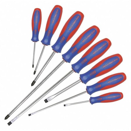 Magnetized Tip Screwdriver Set, Phillips/Slotted Tip, Ergonomic Grip, 8-Piece MPN:401L79