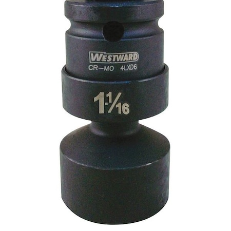 WESTWARD 1/2 in Drive Impact Socket, Standard Socket, Black Oxide, Steel, 1 1/16 in MPN:4LXD6