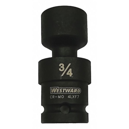 WESTWARD 1/2 in Drive Impact Socket, Standard Socket, Black Oxide, Steel, 3/4 in MPN:4LXF7
