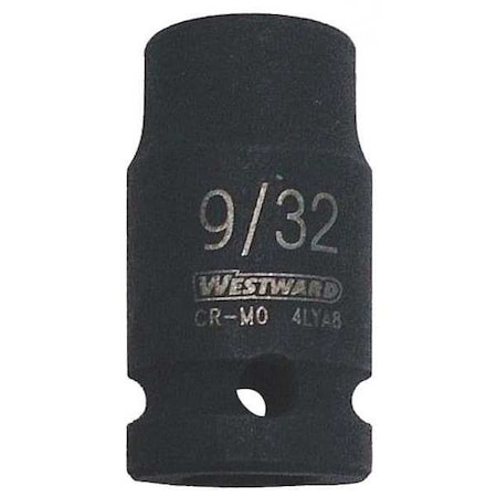 WESTWARD 1/4 in Drive Impact Socket, Standard, Black Oxide, 9/32 in MPN:4LYA8