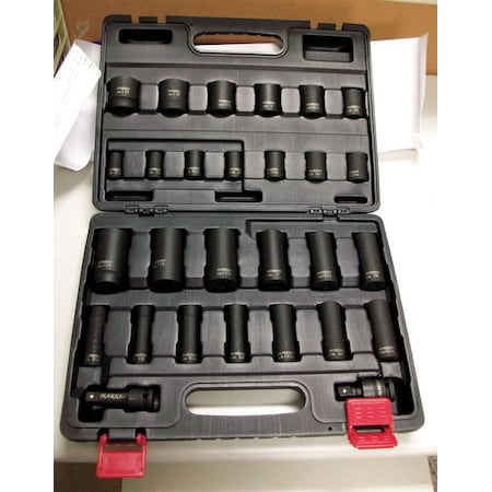Impact Socket Set, 1/2 in Drive Size, Black Oxide, 28-Piece MPN:4PRG8