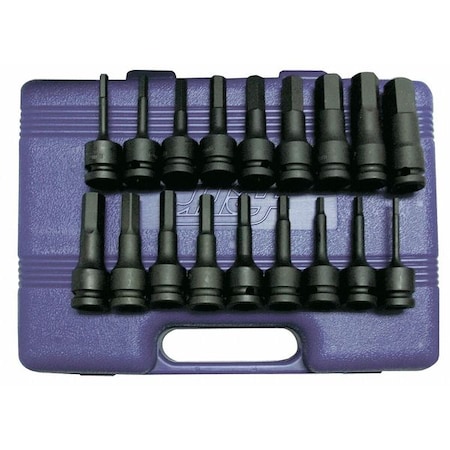 18-Piece Impact Bit Socket Set, 1/2 in Drive, SAE/Metric, 6 Point, Black Oxide MPN:4PRH3