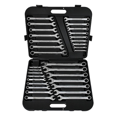 Combo Wrench Set, 1/4-1-1/8in, 7-24mm, 32Pc, Finish: Chrome MPN:4YR25