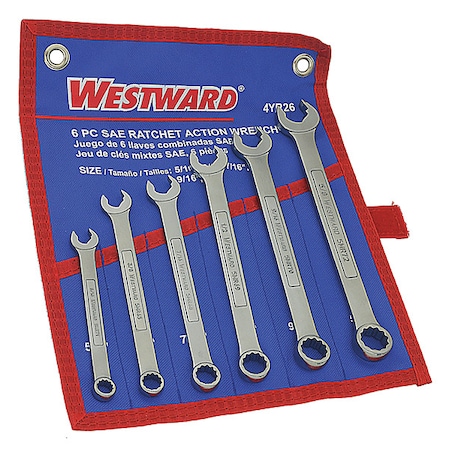 Combo Wrench Set, Ratchet OE, 5/16-5/8, 6Pc MPN:4YR26