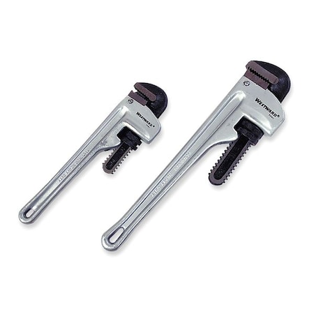 10 in, 14 in L 1 1/2 in, 2 in Cap. Aluminum Straight Pipe Wrench Set, 2PC MPN:4YR92