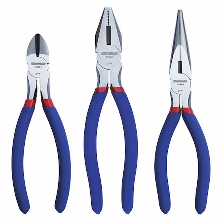 3 Piece Plier Set Dipped Handle MPN:53JW89